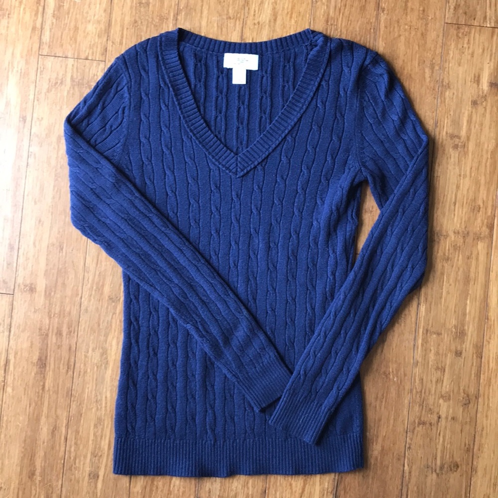 The Loft Ann Taylor Navy Cable Knit Sweater